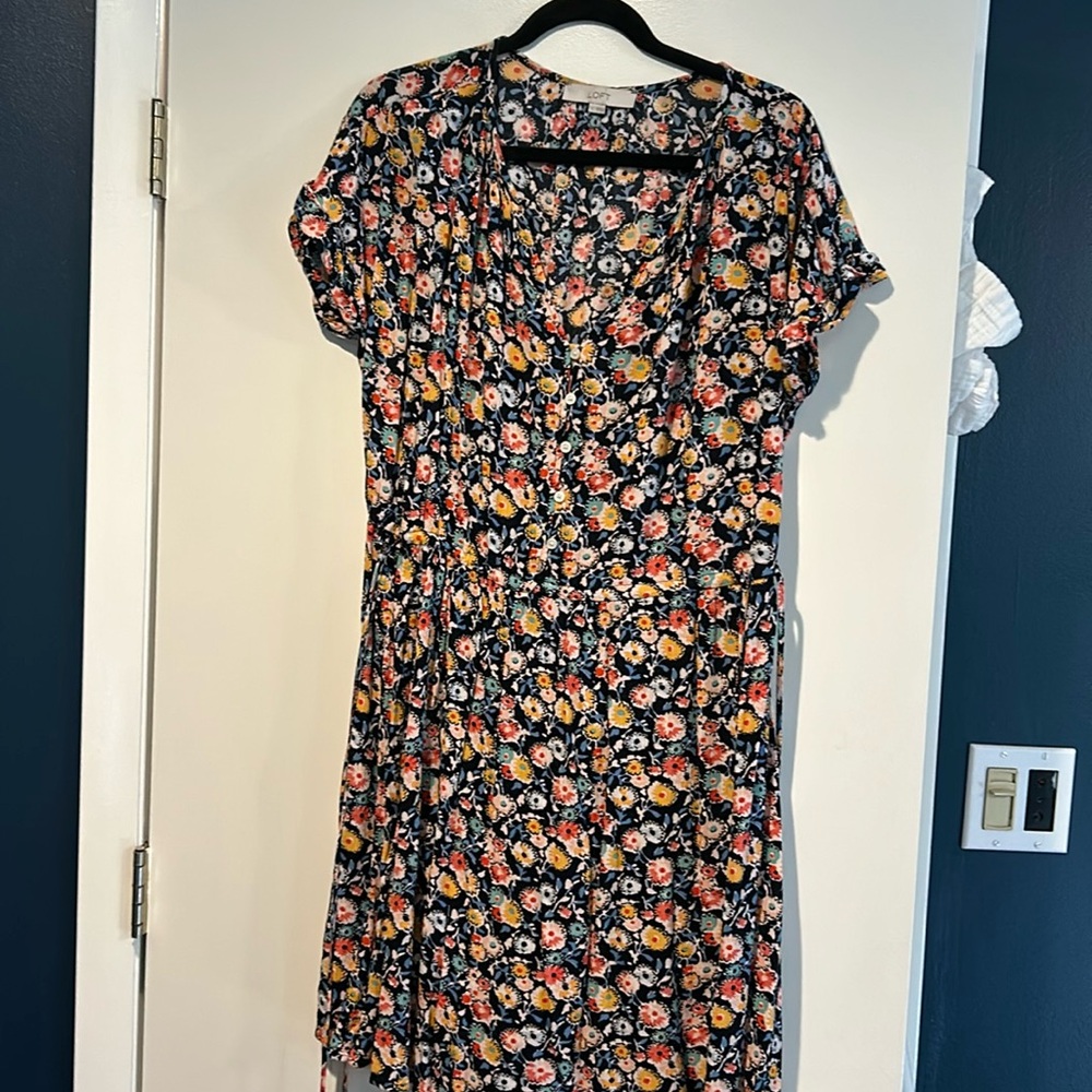 Floral side tie cinched waist dress